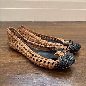 Tory Burch Carlyle Woven Leather Ballerina Flats Size 7